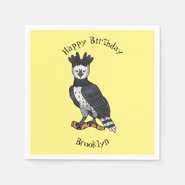 Harpy eagle cartoon illustration napkins (Front)