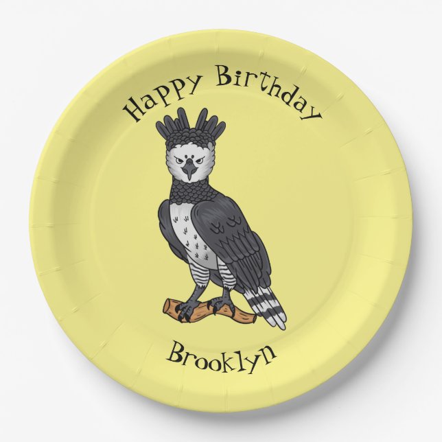 Harpy eagle cartoon illustration  paper plates (Front)