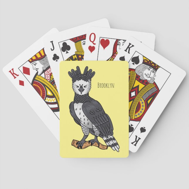 Harpy eagle cartoon illustration poker cards (Back)