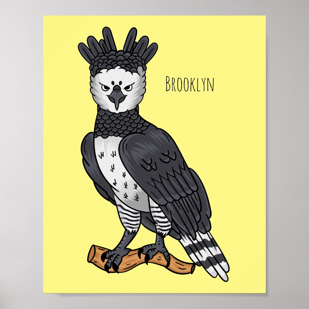 Harpy eagle cartoon illustration poster | Zazzle