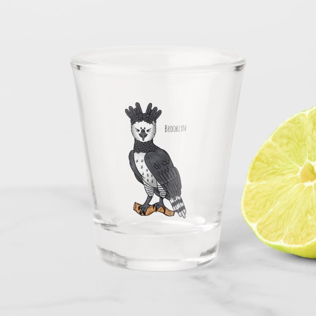 Harpy eagle cartoon illustration  shot glass (Front)