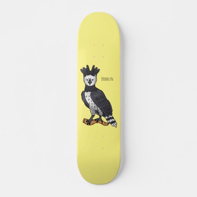 Harpy eagle cartoon illustration  skateboard (Front)