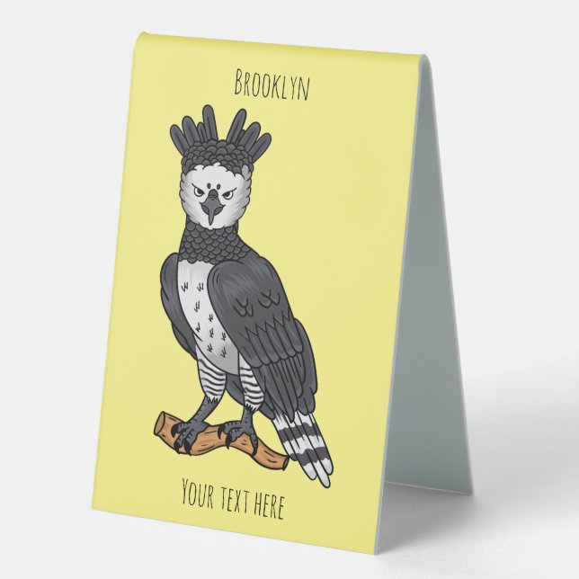 Harpy eagle cartoon illustration table tent (Front)