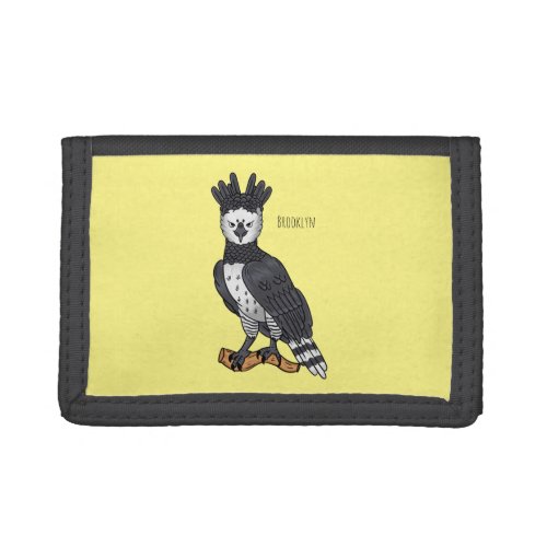 Harpy eagle cartoon illustration trifold wallet