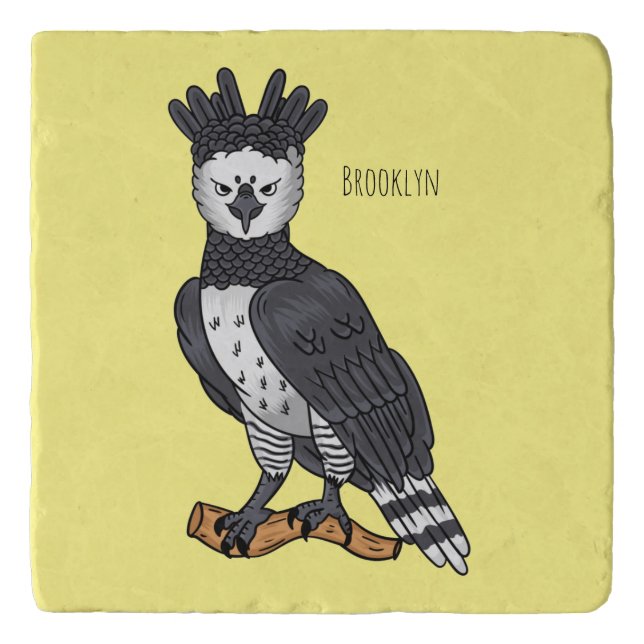 Harpy eagle cartoon illustration trivet (Front)