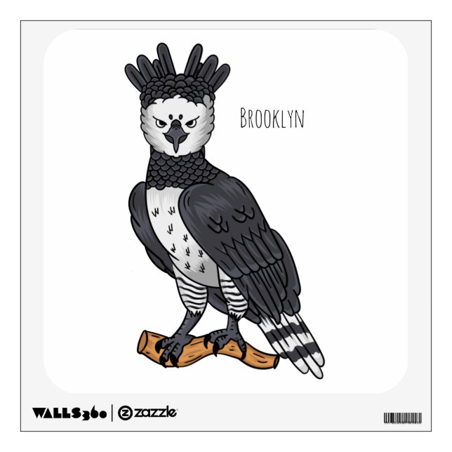 Harpy eagle cartoon illustration  wall decal (Front)