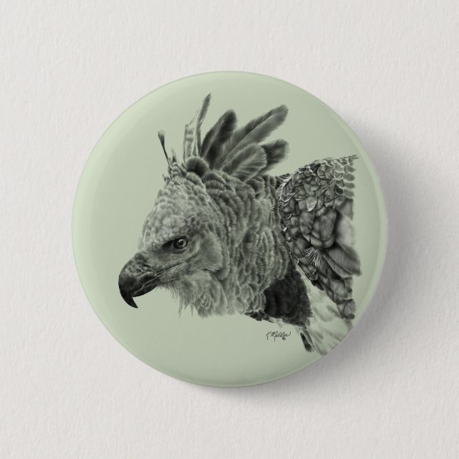 Harpy Eagle Drawing Pinback Button (Front)