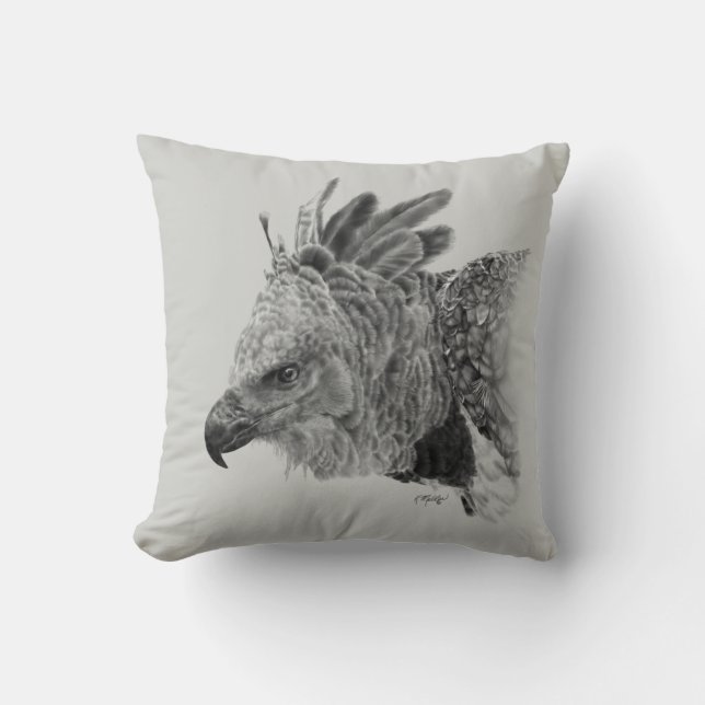 Harpy Eagle Drawing Throw Pillow (Front)