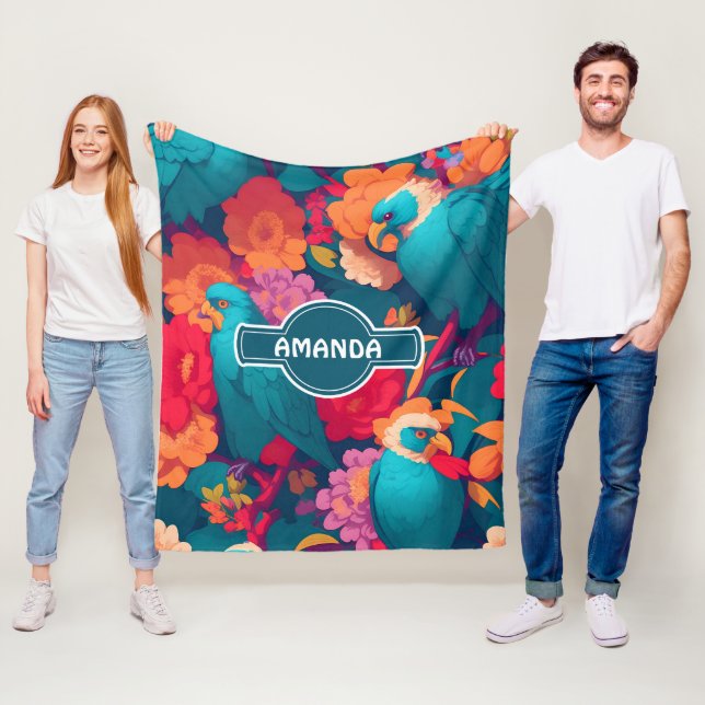 Harpy Floral Colorful Personalized Pattern Fleece Blanket (In Situ)