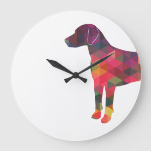 Harrier Dog Colorful Geometric Pattern Silhouette Large Clock