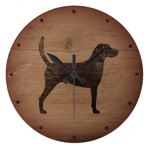 Harrier Dog Silhouette Rustic Large Clock