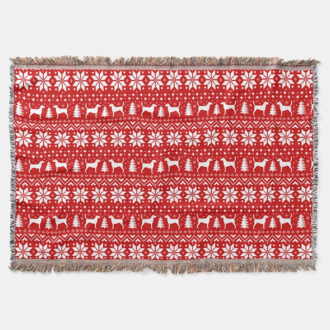 Harrier Dog Silhouettes Christmas Holiday Pattern Throw Blanket (Front)