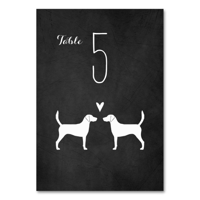 Harrier Dog Silhouettes Wedding Reception Table Number (Front)