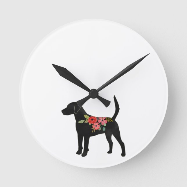 Harrier or Beagle Dog Breed Boho Silhouette Round Clock (Front)