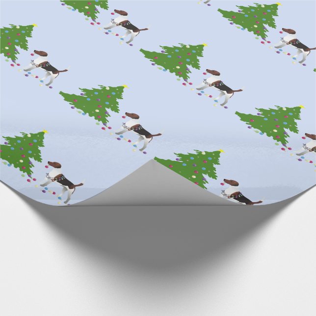 Harrier or Beagle Silhouette Christmas Design Wrapping Paper (Corner)