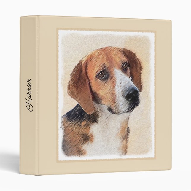 Harrier Painting - Cute Original Dog Art 3 Ring Binder (Front/Spine)