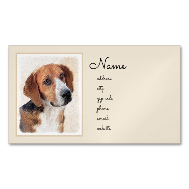 Harrier Painting - Cute Original Dog Art Business Card Magnet (Front)