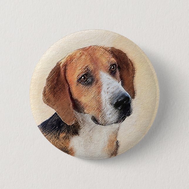 Harrier Painting - Cute Original Dog Art Button (Front)