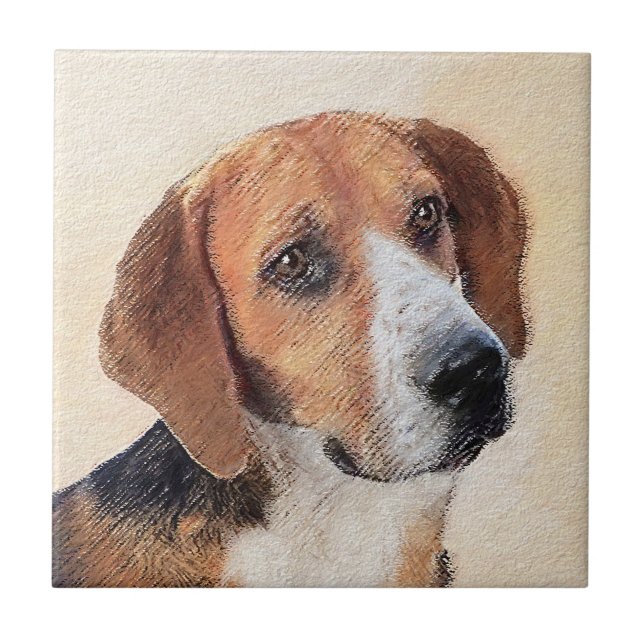 Harrier Painting - Cute Original Dog Art Ceramic Tile (Front)