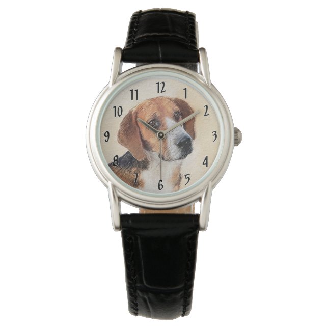 Harrier Painting - Cute Original Dog Art Watch (Front)