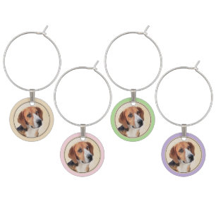 Harrier Painting - Cute Original Dog Art Wine Charm