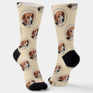 Harrier Painting Tri-Color Cute Original Dog Art Socks