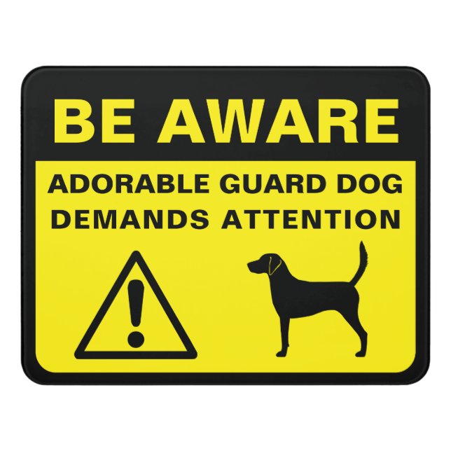 Harrier Silhouette Funny Guard Dog Warning Door Sign (Contemporary Front)