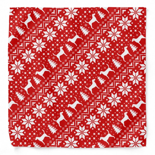 Harrier Silhouettes Christmas Pattern Red Bandana (Front)