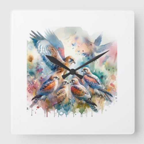 Harriers in Harmony ABREF101 _ Watercolor Square Wall Clock