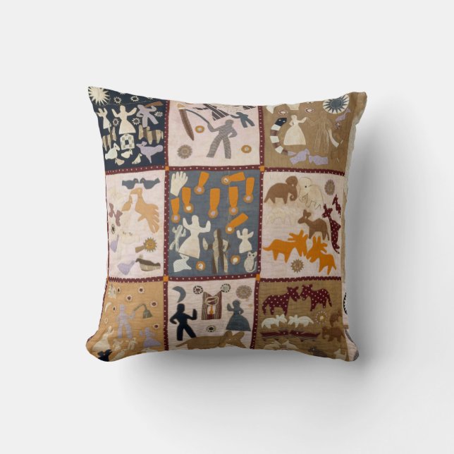 Harriet Powers - Pictoral Quilt 1898 Throw Pillow (Front)