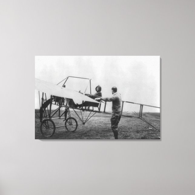 Harriet Quimby in Her Airplane Photograph Canvas Print (Front)