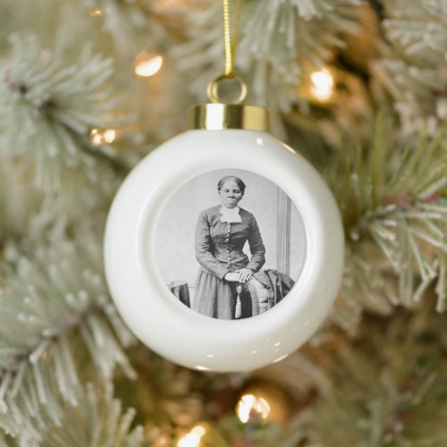Harriet Tubman Conductor Underground Railroad Ceramic Ball Christmas Ornament