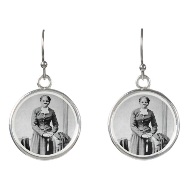 Harriet Tubman Conductor Underground Railroad Earrings (Front)