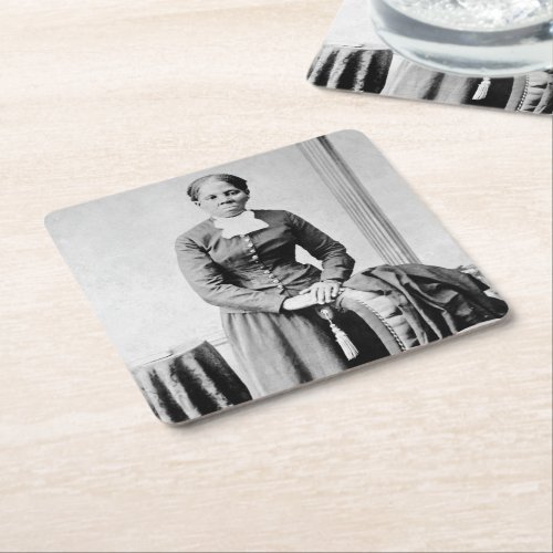Harriet Tubman Conductor Underground Railroad Square Paper Coaster