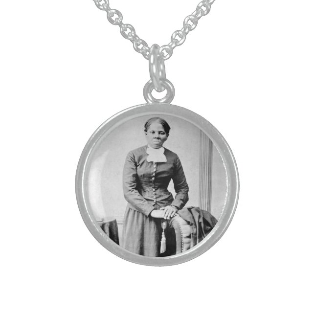 Harriet Tubman Conductor Underground Railroad Sterling Silver Necklace (Front)