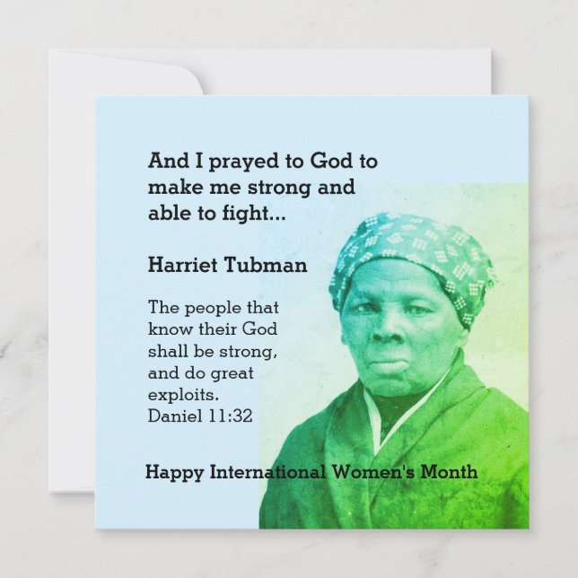 HARRIET TUBMAN Custom Scripture Motivational Quote (Front)
