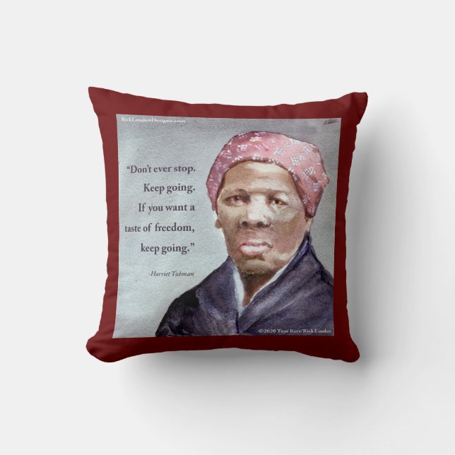 Harriet Tubman & Quote Throw Pillow (Front)