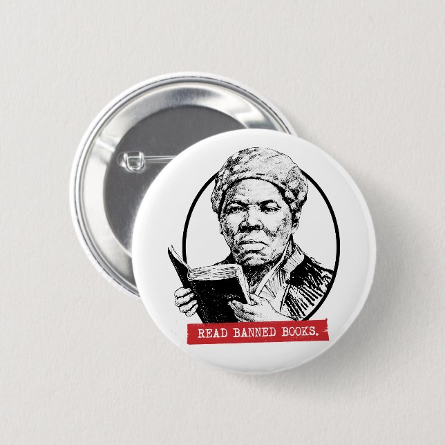 Harriet Tubman Reads Banned Books Button (Front & Back)
