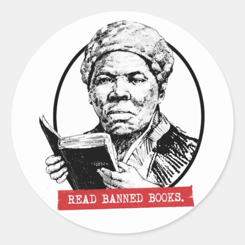 Harriet Tubman Reads Banned Books Classic Round Sticker