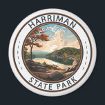 Harriman State Park New York Badge Magnet<br><div class="desc">Harriman State Park illustration in a badge style circle. The park is also known for its 31 lakes,  multiple streams,  public camping area,  and great vistas.</div>
