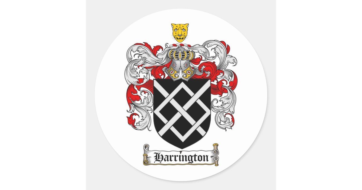 Harrington Family Crest Harrington Coat Of Arms Classic Round Sticker Zazzle Com Harrington Family Crest Harrington Coat Of Arms Classic Round Sticker Zazzle Com