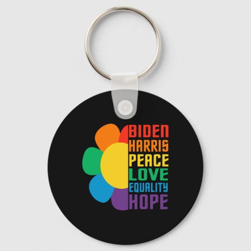 Harris 2021 Peace Love Lgbt Equality  Keychain