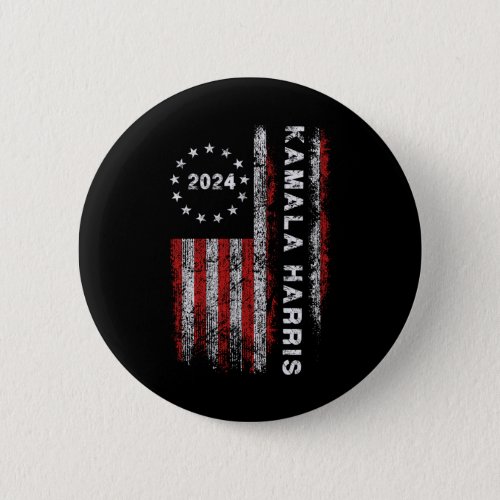 Harris 2024 American Flag Kamaka Supporter 1  Button