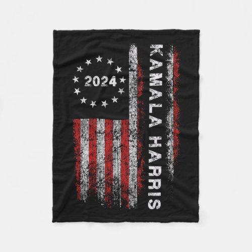 Harris 2024 American Flag Kamaka Supporter 1  Fleece Blanket