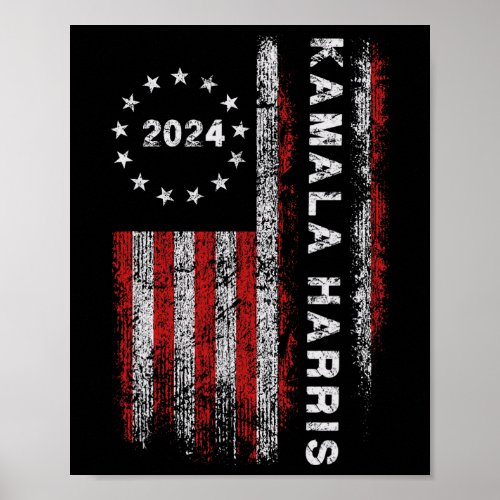 Harris 2024 American Flag Kamaka Supporter 1  Poster