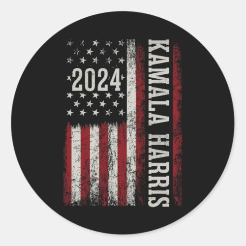 Harris 2024 American Flag Kamaka Supporter  Classic Round Sticker