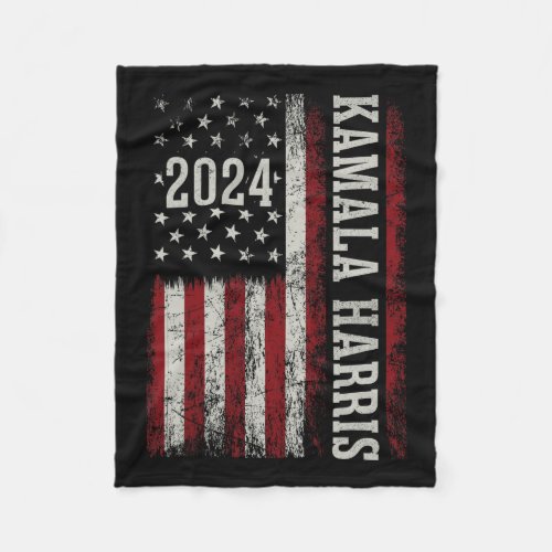 Harris 2024 American Flag Kamaka Supporter  Fleece Blanket