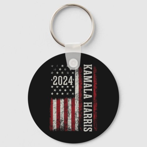 Harris 2024 American Flag Kamaka Supporter  Keychain