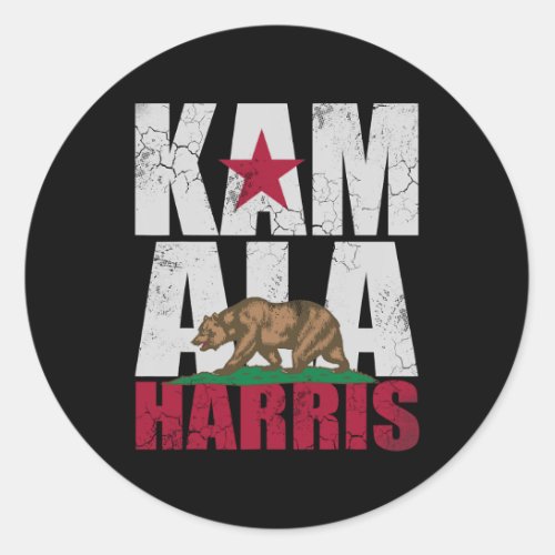 Harris 2024 Election California Flag Retro  Classic Round Sticker