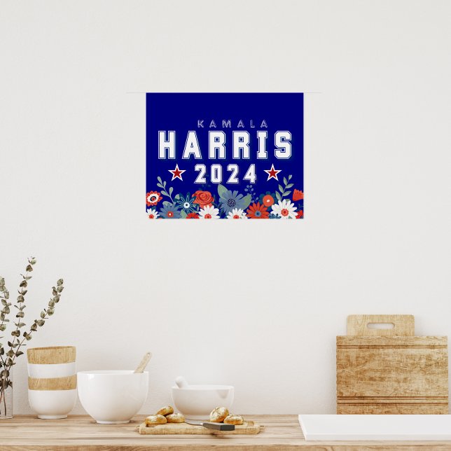 Harris 2024 Floral Election  Poster (Kitchen)